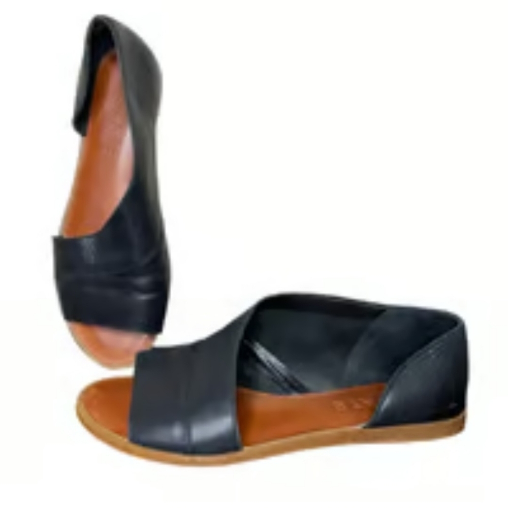 1. State Black Open-Toe Leather Flats